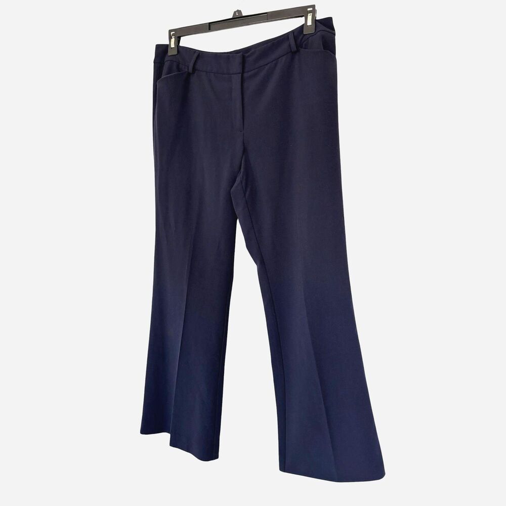 Mixit Stretch Dress Pants Slacks Trousers Navy Blue Straight Leg Pleated Size 12